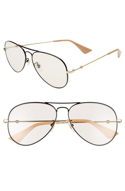 gucci leather aviator sunglasses brown|gucci 60mm aviator sunglasses.